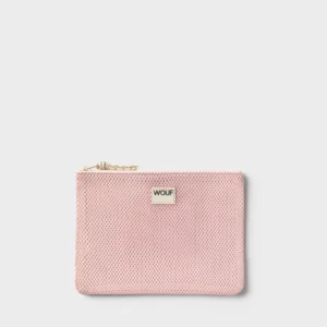 Pochette WOUF Blush en tissu recyclé – trousse zippée rose déperlante